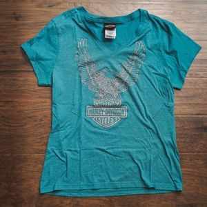 Harley Davidson: Aquamarine short sleeved shirt